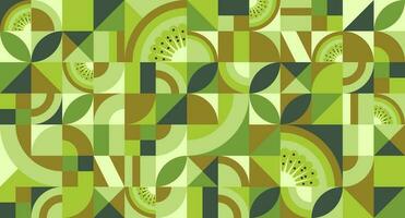 abstrait géométrique Contexte avec kiwi fruit dans bauhaus style. texture avec Facile répéter formes, mosaïque rétro fond d'écran. sans couture modèle. vecteur illustration