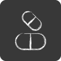 icône pilules. adapté pour éducation symbole. craie style. Facile conception modifiable. conception modèle vecteur