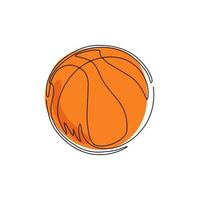 icône de ballon de basket-ball de dessin d'une seule ligne. décoration d'équipement sportif. balle texturée pour le design sportif. tournoi de jeu d'équipe, affiche de compétition. ligne continue dessiner illustration vectorielle graphique vecteur