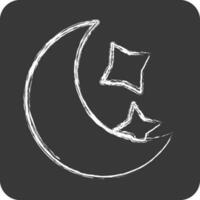 icône nuit. adapté pour Halloween symbole. craie style. Facile conception modifiable. conception modèle vecteur
