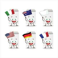 blanc enveloppe dessin animé personnage apporter le drapeaux de divers des pays vecteur