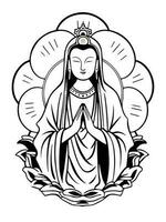 vecteur icône de guanyin Bodhisattva asiatique déité