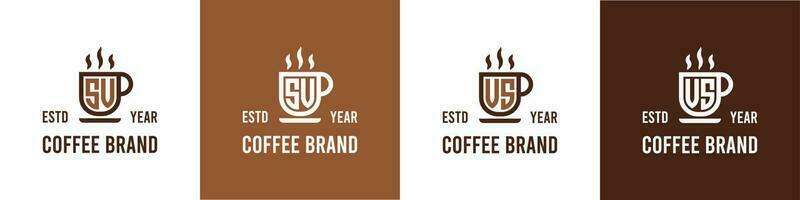 lettre sv et contre café logo, adapté pour tout affaires en relation à café, thé, ou autre avec sv ou contre initiales. vecteur