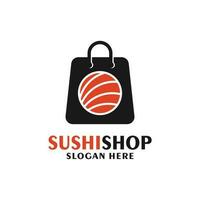 Sushi magasin badge étiquette conception logo vecteur