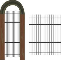 sinistre arqué en bois porte et clôture vecteur