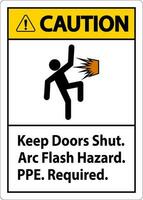 mise en garde signe garder des portes fermer arc éclat danger ppe obligatoire vecteur