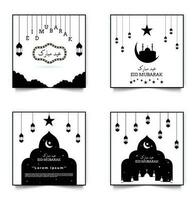 eid mubarak salutations carte ensemble silhoutte conception vecteur illustration