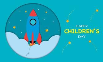 vecteur de cercle de fusée de la journée mondiale des enfants