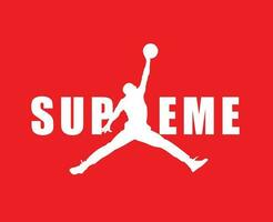 suprême Jordan marque logo blanc symbole vêtements conception icône abstrait vecteur illustration avec rouge Contexte