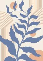 branche botanique illustration d'art mural minimaliste boho. plante de décoration abstraite et cercles imprimés oeuvre d'art bohème. affiche de vecteur a4
