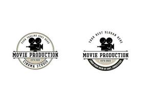 cinéma logo conception. film logo. rouleau film avec caméra logo conception modèle. vecteur