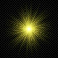 effet de lumière des fusées éclairantes. effets de starburst de lumières rougeoyantes jaunes avec des étincelles vecteur