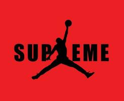 suprême Jordan marque logo noir symbole vêtements conception icône abstrait vecteur illustration avec rouge Contexte