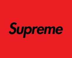 suprême logo marque noir symbole vêtements conception icône abstrait illustration vecteur avec rouge Contexte