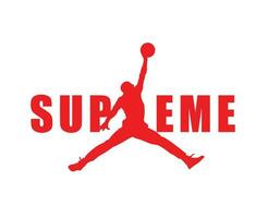 suprême Jordan marque logo rouge symbole vêtements conception icône abstrait vecteur illustration