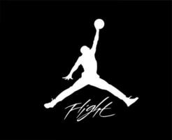 Jordan vol marque logo symbole blanc conception vêtements vêtement de sport vecteur illustration avec noir Contexte