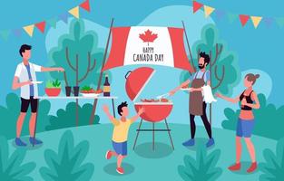 barbecue en famille pour la fête du canada vecteur