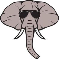 tête d'éléphant avec lunettes de soleil aviateur vecteur