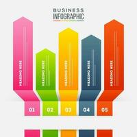 Créatif coloré infographie La Flèche avec Nombres pour affaires présentation et rapport. vecteur