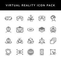 noir ligne art illustration de virtuel réalité icône paquet. vecteur