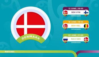 Danemark équipe nationale calendrier des matchs dans la phase finale à l'illustration vectorielle du championnat de football 2020 des matchs de football 2020 vecteur