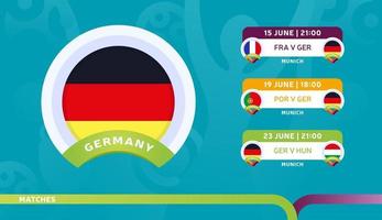 Calendrier des matchs de l'équipe nationale d'Allemagne lors de la phase finale du championnat de football 2020 vecteur