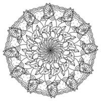 contour mandala avec papillons et différent couleurs, fantaisie méditatif coloration page pour la créativité vecteur