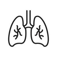 poumons main tiré ligne icône isolé vecteur illustration