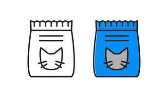 chat nourriture pack icône. animal de compagnie alimentation linéaire symbole. vecteur illustration.