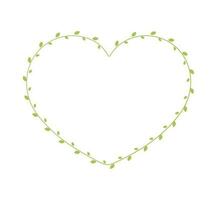 cœur forme Cadre fabriqué de Frais vert vigne feuilles, valentines jour, printemps été Facile minimal conception élément, l'amour concept vecteur
