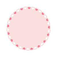 rond festonné Cadre avec cœurs modèle, pastel mignonne valentines Cadre frontière vecteur