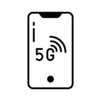 un icône de téléphone intelligent avec 5g réseau La technologie dans branché style, prêt à utilisation vecteur