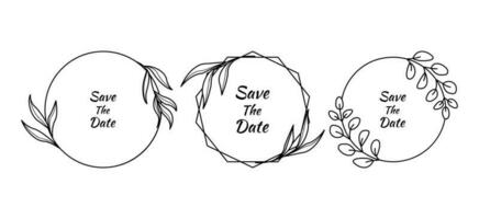 enregistrer le date, floral feuilles mariage invitation Cadre vecteur