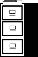 fichier cabinet icône. dépôt cabinet avec Trois tiroir signe. ouvert Bureau dépôt cabinet symbole. plat style. vecteur