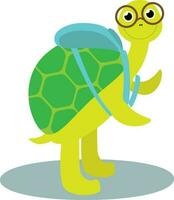 vecteur illustration de tortue personnage dans des lunettes avec sac à dos dans dessin animé style