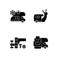 icônes de glyphe noir de véhicule de loisirs sur un espace blanc vecteur