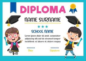 certificat de diplôme pour les enfants d'âge préscolaire et primaire vecteur