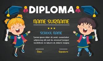 certificat de diplôme pour les enfants d'âge préscolaire et primaire vecteur