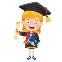 dessin animé enfant heureux en costume de remise des diplômes vecteur