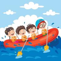groupe de petits enfants rafting vecteur
