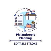icône de concept de planification philanthropique vecteur