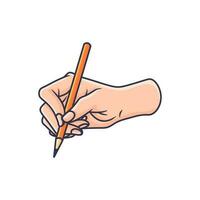 prime qualité vecteur pose 12 de main en portant stylo et crayon griffonnage main dessin art style