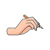 prime qualité vecteur pose 3 de main en portant stylo et crayon griffonnage main dessin art style