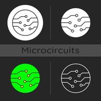 icône de thème sombre de connecteurs de carte de circuit imprimé vecteur