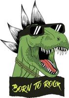 dinosaure Rex avec des lunettes de soleil et punk Cheveux vecteur des illustrations , pour T-shirt impressions et autre les usages.