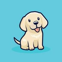 adorable puéril Labrador chien dessin animé personnage vecteur illustration pour des gamins livre illustration. chien plat style autocollant conception. animal personnage icône, logo, mascotte.