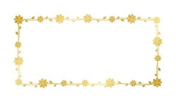 rectangle or floral Cadre modèle. luxe d'or Cadre frontière pour inviter, mariage, certificat. vecteur art avec fleurs et feuilles.