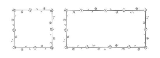 floral Cadre contour griffonnage ensemble. printemps frontière modèle, fleurir conception élément pour mariage, salutation carte. vecteur