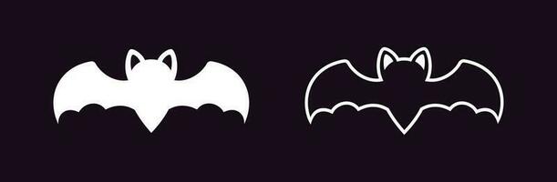 chauve souris icône logo silhouette et contour ensemble, Halloween vampire signe symbole Facile vecteur illustration