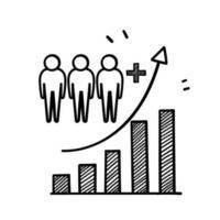 main tiré griffonnage population croissance icône illustration vecteur